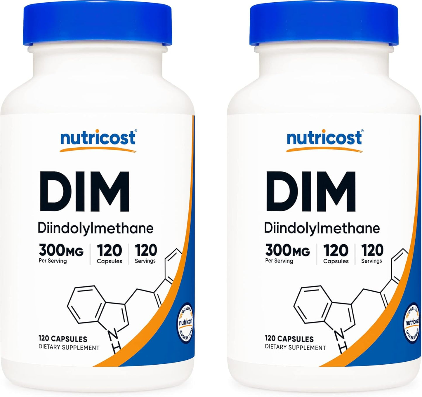 2 Bottles of Nutricost DIM (Diindolylmethane) 300mg, 120 Capsules with BioPerine - Twin Pack