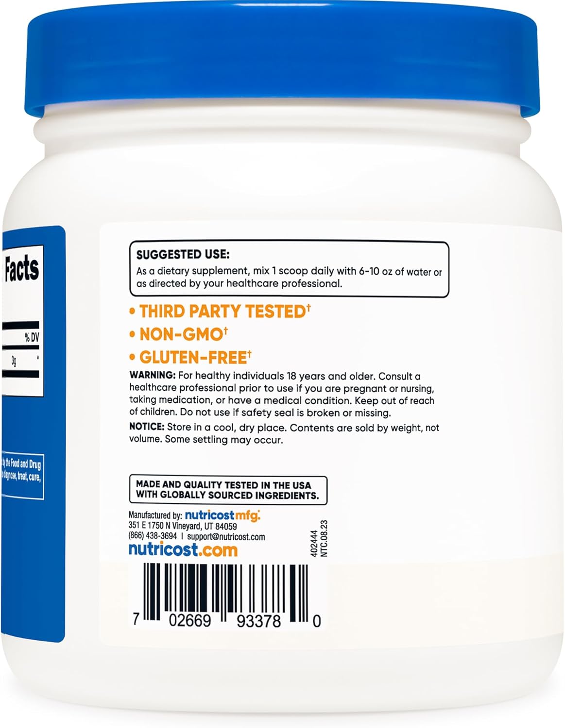2 Bottles of Nutricost Pure L-Citrulline Base Powder - 600 Grams Each