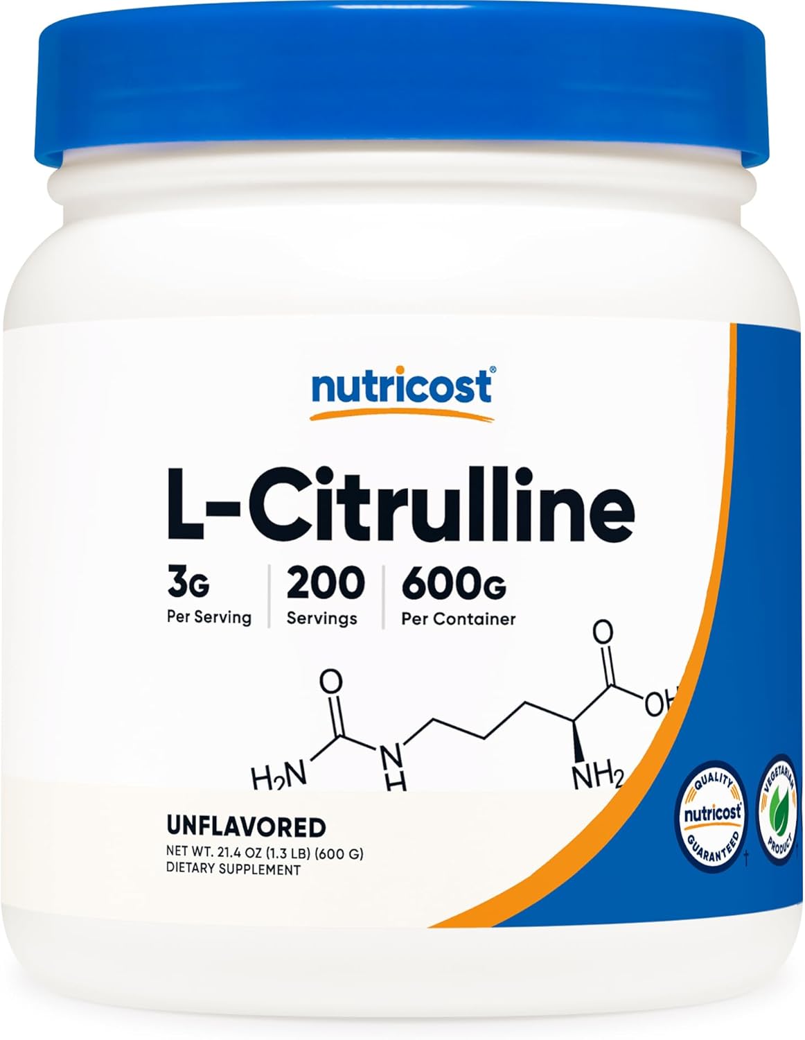 2 Bottles of Nutricost Pure L-Citrulline Base Powder - 600 Grams Each