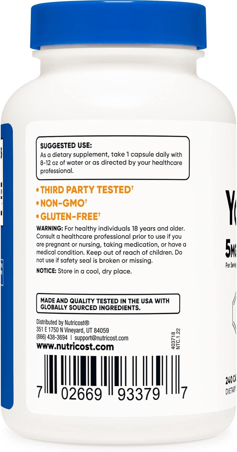 2 Bottles of Nutricost Yohimbine HCl 5mg Capsules - Extra Strength, Gluten Free & Non-GMO
