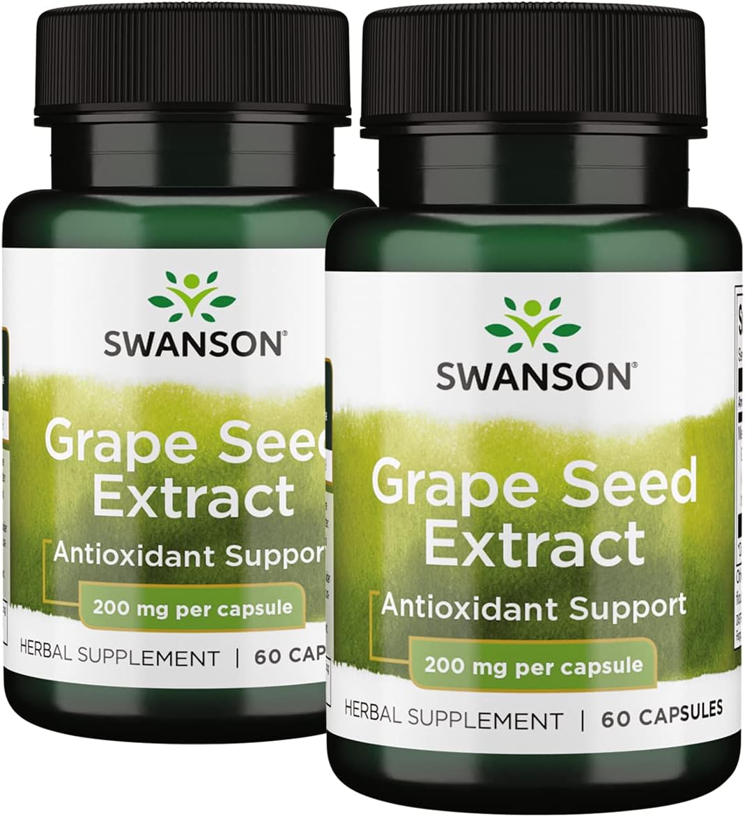 2 Bottles of Swanson Standardized Grape Seed Extract 200mg 120 Capsules