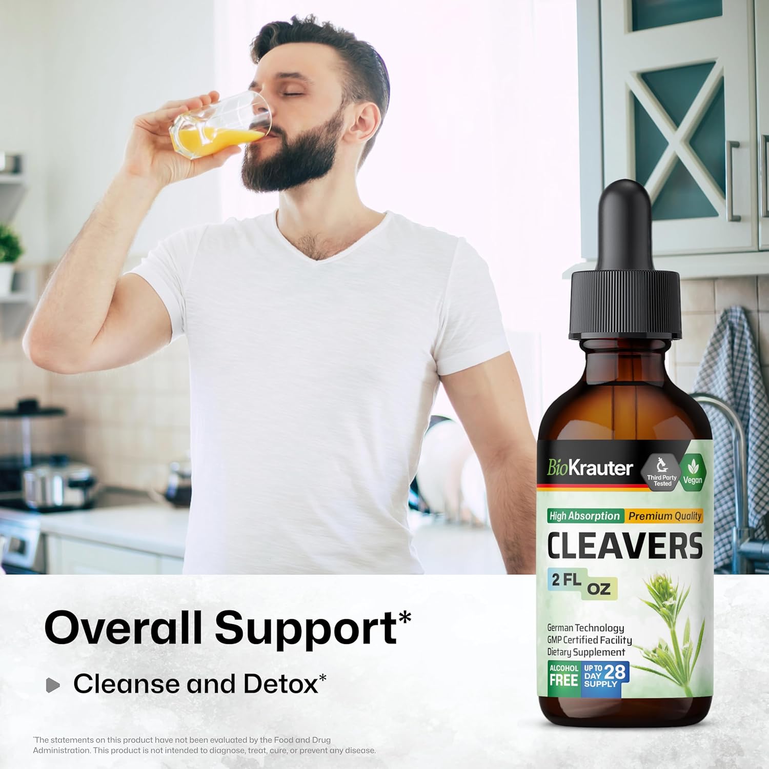 2 Fl. Oz. BIO KRAUTER Stinging Nettle and Cleavers Tincture Set