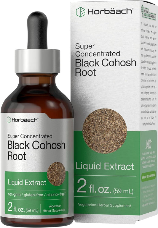 2 fl oz Black Cohosh Root Tincture - Alcohol Free Liquid Extract for Menopause Relief - Vegetarian, Non-GMO Gluten Free Supplement