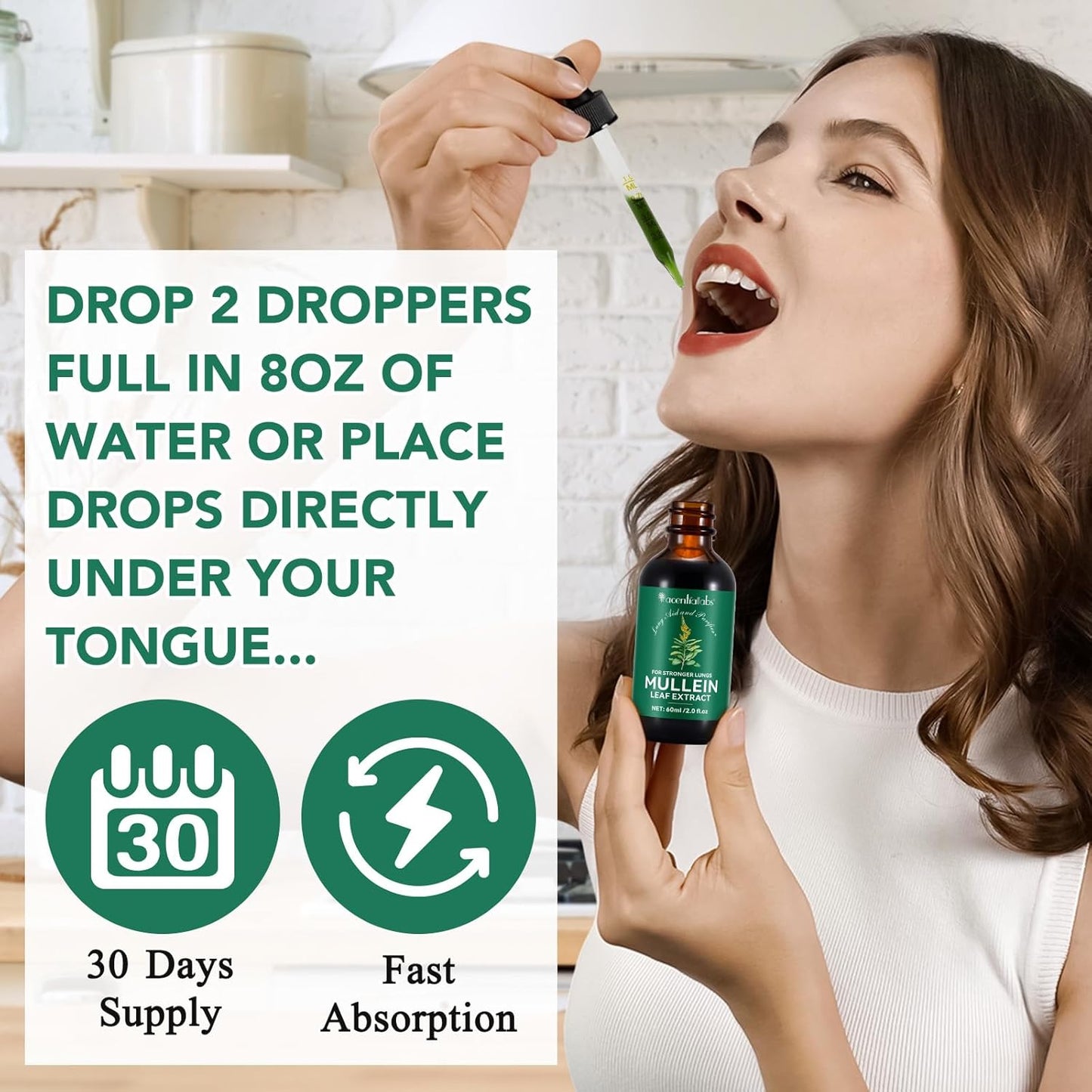 2 Fl Oz BOIUOITI Mullein Leaf Extract Drops with Chlorophyll - Natural Supplement for Lung Cleanse, Respiratory Support, Immunity Boost, Digestive Wellness