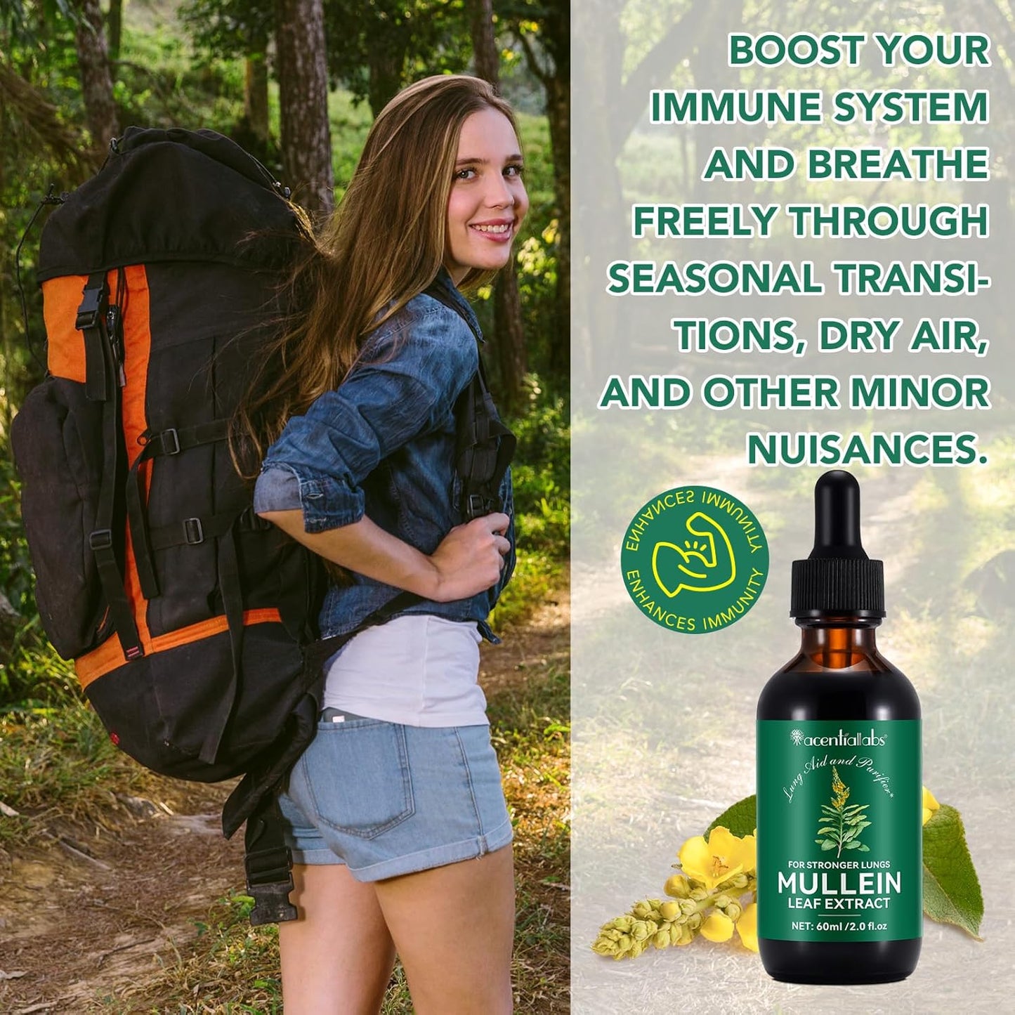 2 Fl Oz BOIUOITI Mullein Leaf Extract Drops with Chlorophyll - Natural Supplement for Lung Cleanse, Respiratory Support, Immunity Boost, Digestive Wellness