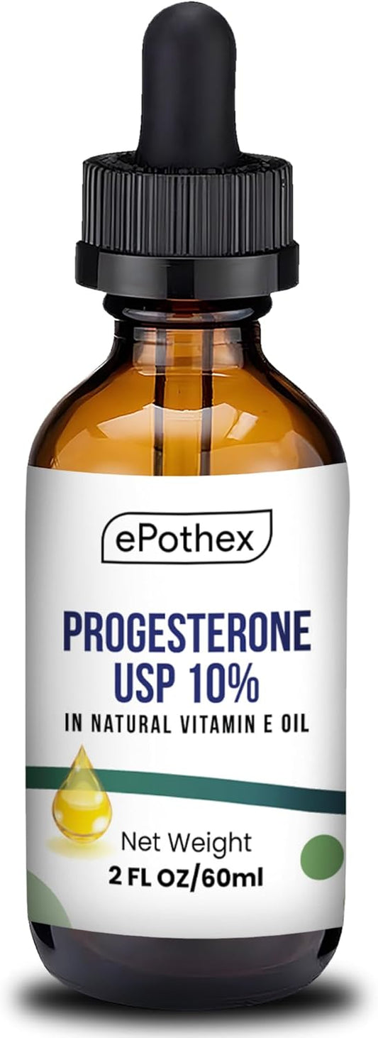 2 fl oz EPOTHEX Progesterone Vitamin E Oil with Bioidentical Progesterone Powder USP, D-Alpha Tocopherol Natural Vitamin E Oil, Made in USA - Topical & Cosmetic Use