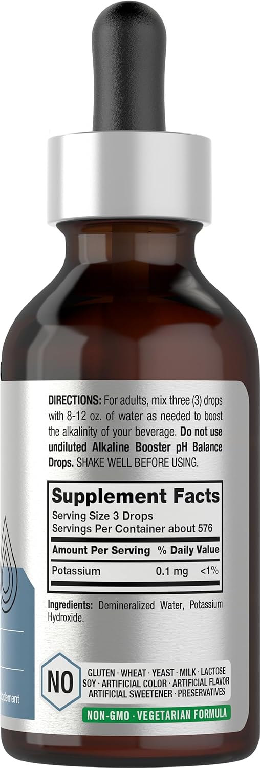2 FL Oz Horbäach Alkaline Booster Drops for pH Balance - Non-GMO & Gluten Free Supplement