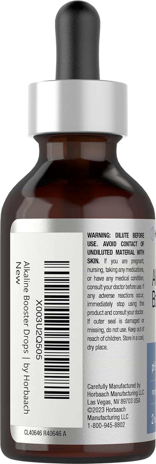 2 FL Oz Horbäach Alkaline Booster Drops for pH Balance - Non-GMO & Gluten Free Supplement