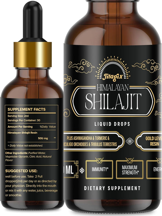 2 FL OZ Jitagix Himalayan Shilajit Drops with Fulvic Acid and Trace Minerals for Energy, Immunity, and Vitality