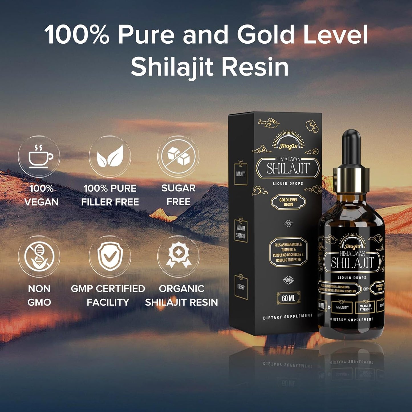 2 FL OZ Jitagix Himalayan Shilajit Drops with Fulvic Acid and Trace Minerals for Energy, Immunity, and Vitality