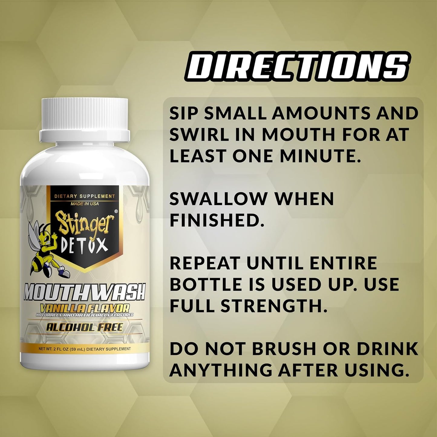 2 fl oz Stinger Detox Mouthwash - Alcohol-Free Formula for Oral Health & Cleanse