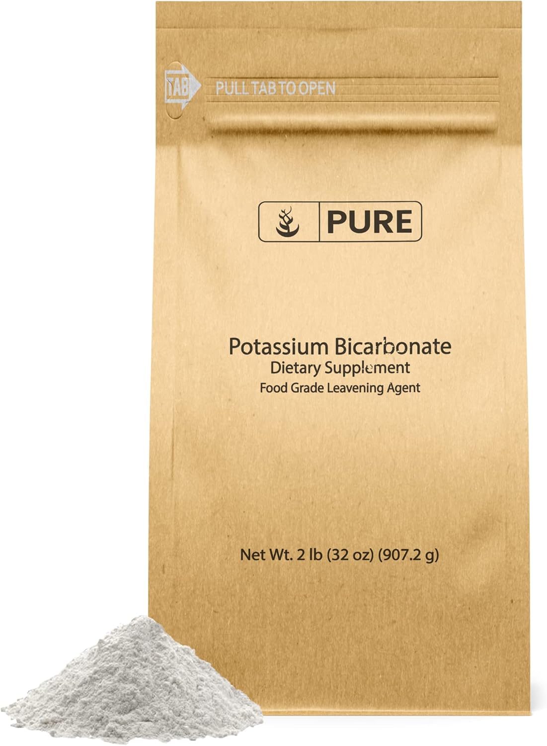 2 lb Bag of Pure Original Potassium Bicarbonate - Natural, Food Safe Source of Electrolytes and Leavening