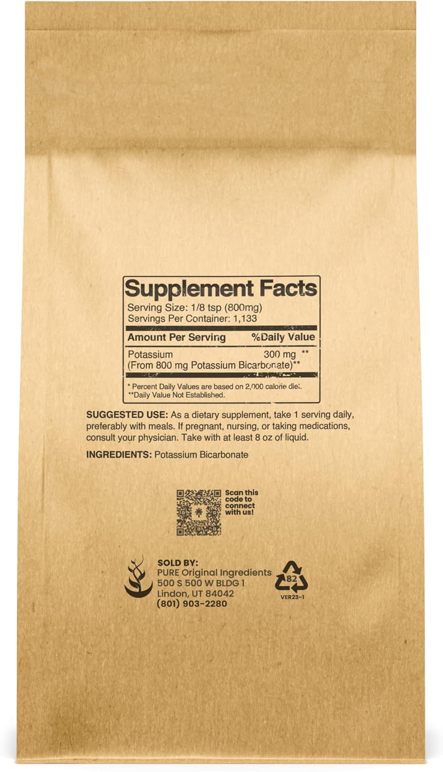 2 lb Bag of Pure Original Potassium Bicarbonate - Natural, Food Safe Source of Electrolytes and Leavening