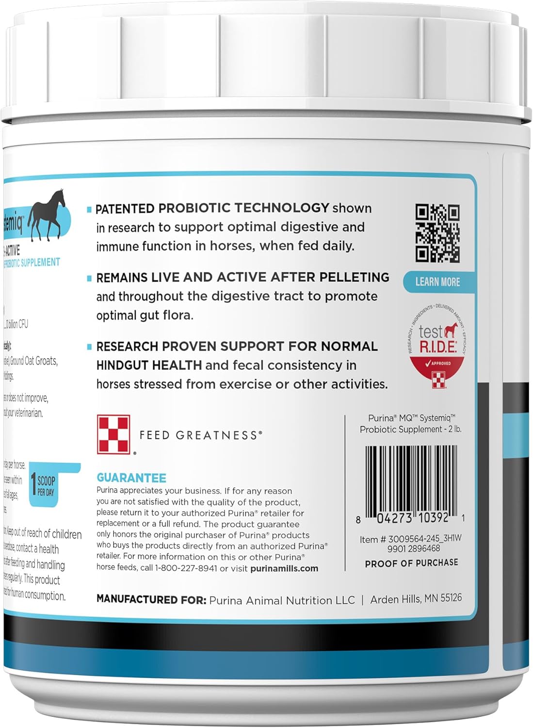 2 LB Purina® Systemiq™ Probiotic Horse Supplement for Digestive Health