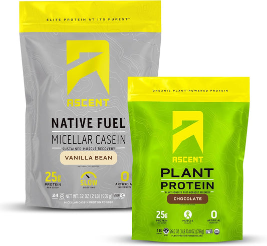 2 lb Vanilla Bean Casein Protein Powder & 18-Serving Chocolate Plant Protein Powder