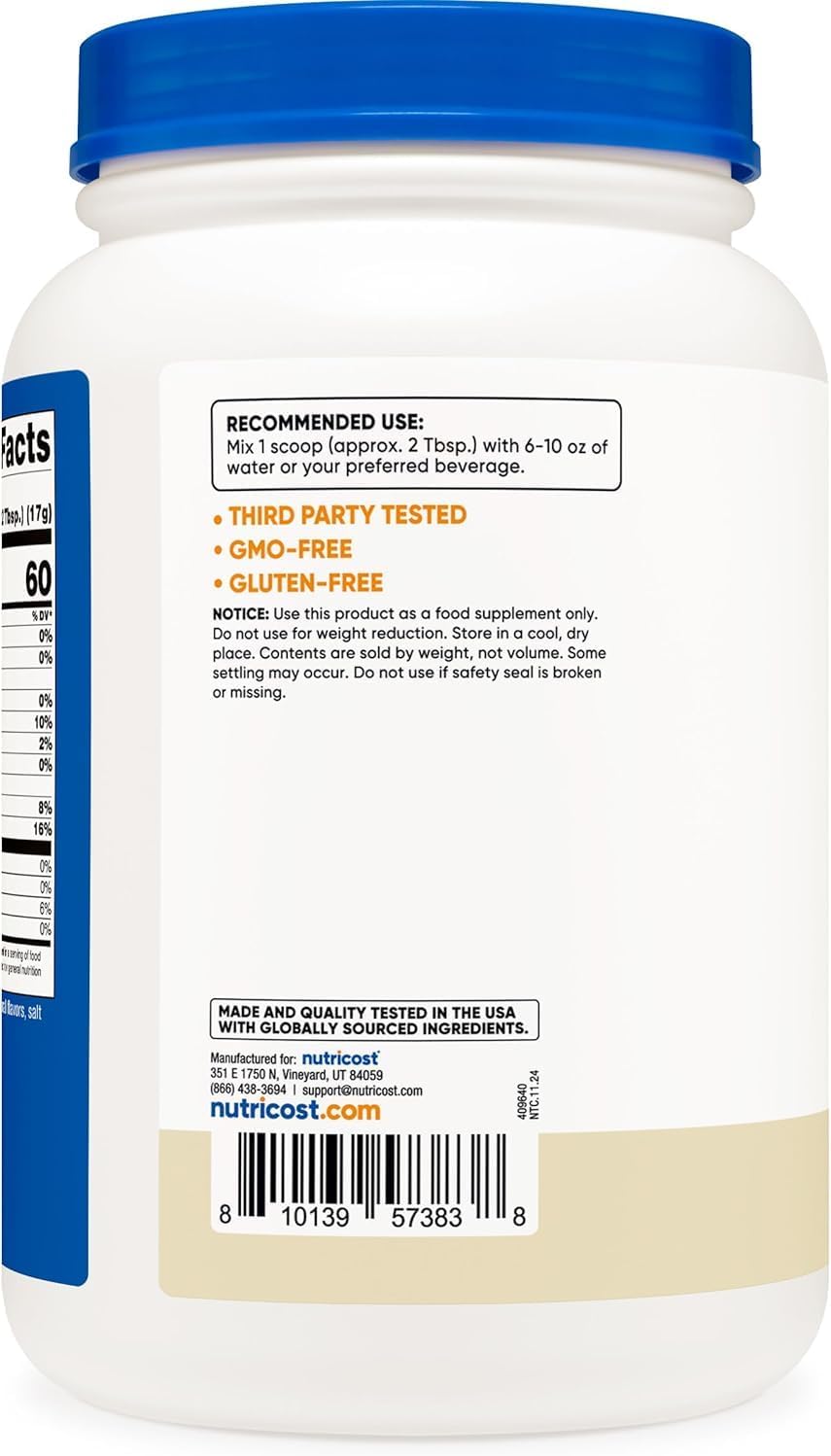 2 LB Vanilla Soy Protein Powder with 10 Grams of Protein/Serving - Vegetarian, Non-GMO, Gluten Free by Nutricost