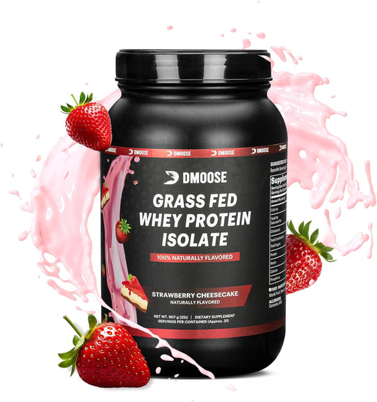 2 Lbs DMoose Grass Fed Wheimal Growth & Recovery, Naturally Sweetened & Flavored, Amino Acids, Fast Absorbing - Strawberry Flavor