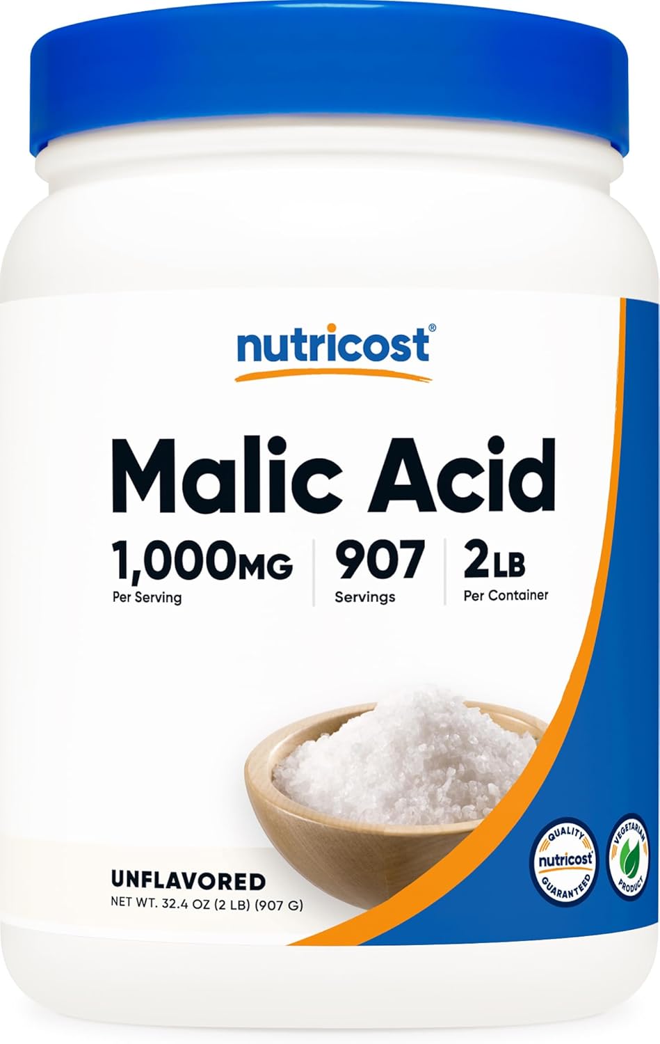 2 LBS Nutricost Malic Acid Powder - Gluten-Free and Non-GMO Supplement