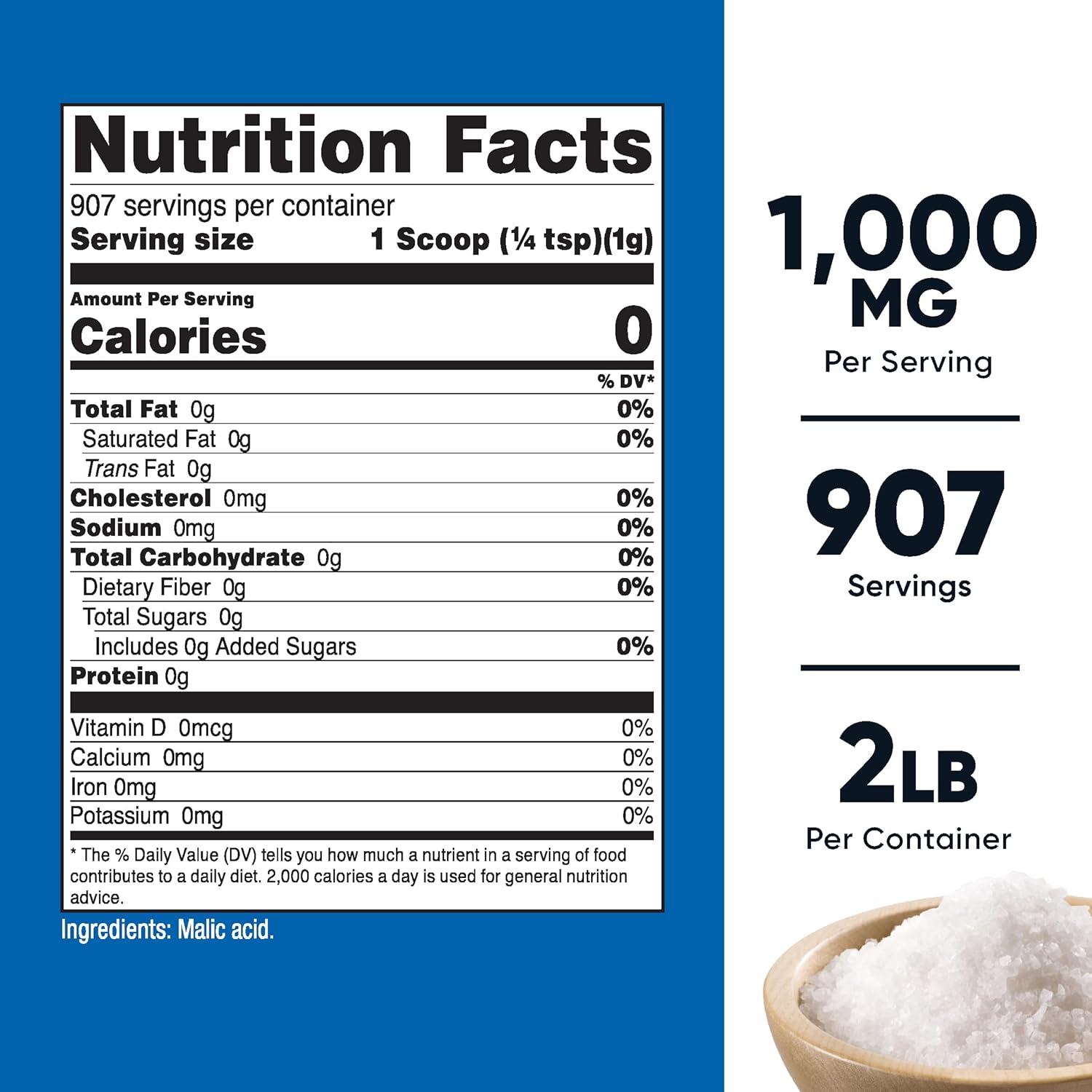 2 LBS Nutricost Malic Acid Powder - Gluten-Free and Non-GMO Supplement