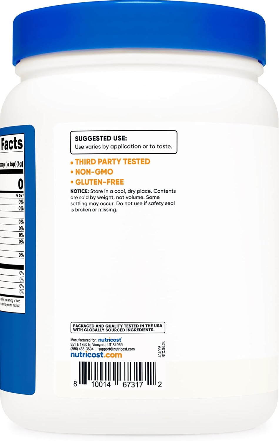 2 LBS Nutricost Malic Acid Powder - Gluten-Free and Non-GMO Supplement