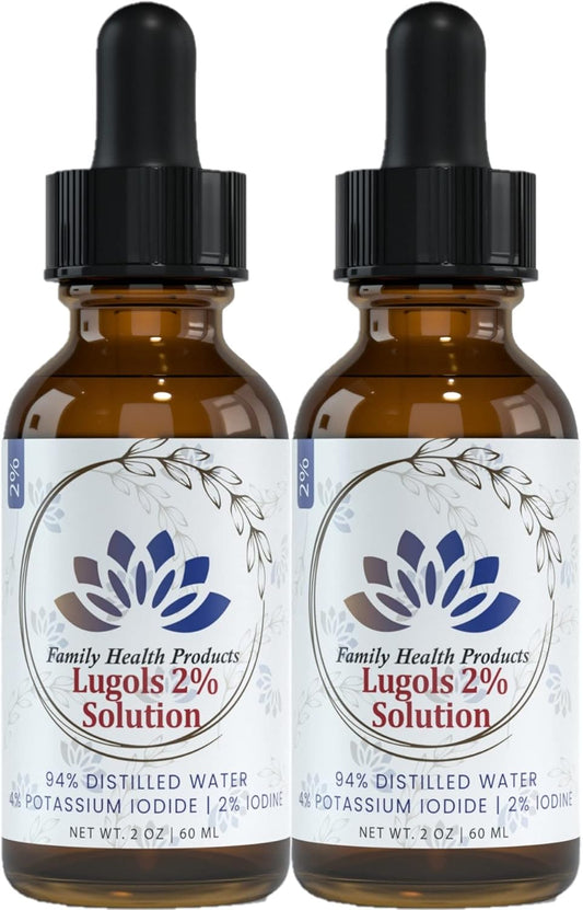 2% Lugols Iodine Solution 2 fl oz Liquid Drops | Potassium Iodide Drops | 1200 Liquid Drops by Family Health Products