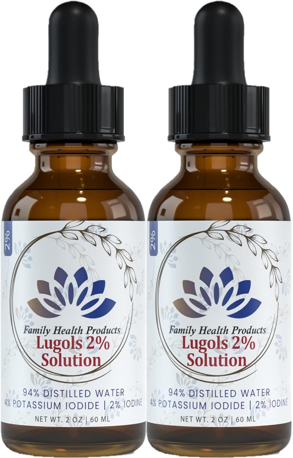 2% Lugols Iodine Solution 2 fl oz Liquid Drops | Potassium Iodide Drops | 1200 Liquid Drops by Family Health Products