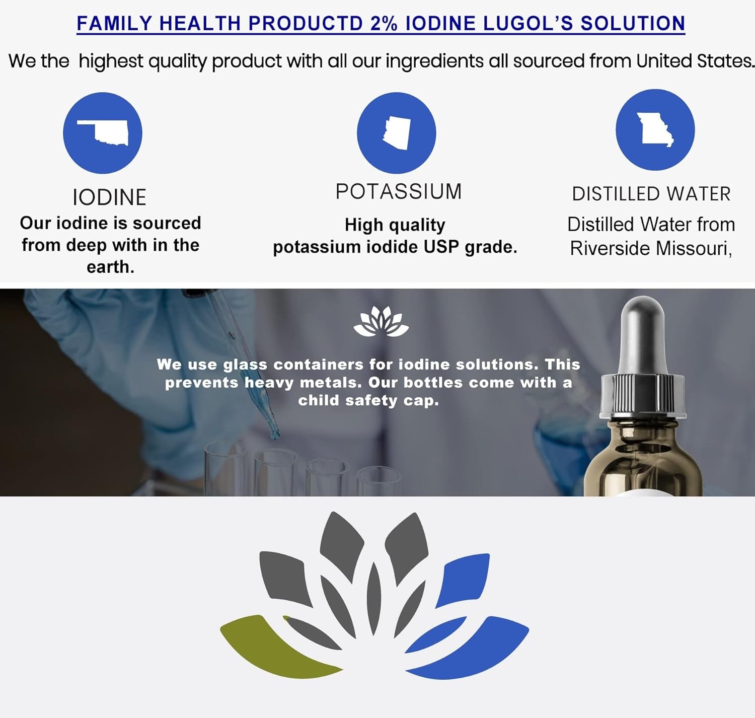 2% Lugols Iodine Solution 2 fl oz Liquid Drops | Potassium Iodide Drops | 1200 Liquid Drops by Family Health Products