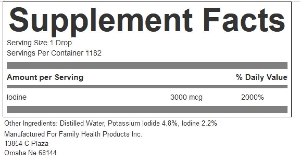 2% Lugols Iodine Solution 2 fl oz Liquid Drops | Potassium Iodide Drops | 1200 Liquid Drops by Family Health Products