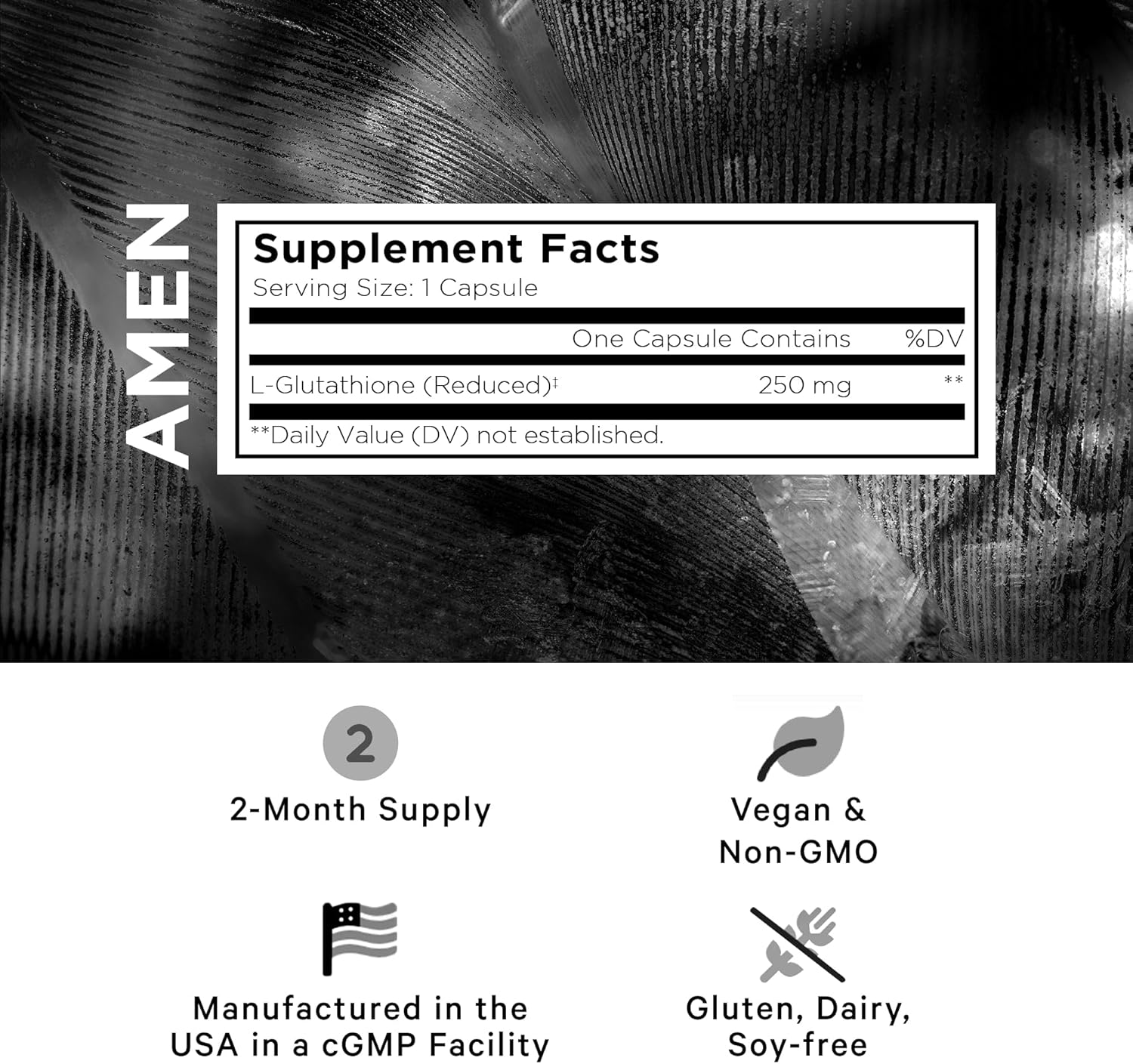 2-Month Supply Amen Glutathione-SR+ Supplement with L-Glutathione & Fenugreek Seed - Time-Release Formula - 60 Capsules