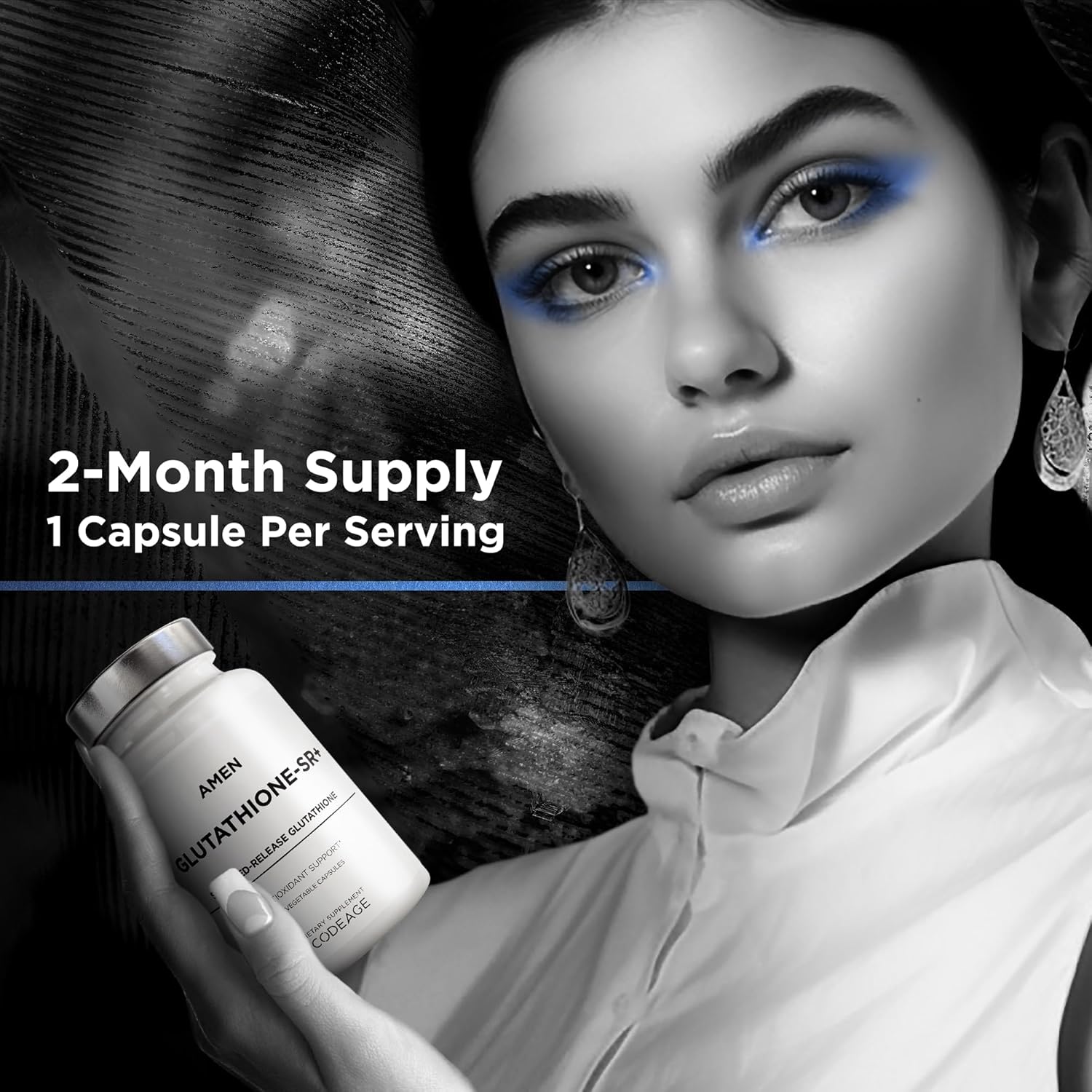 2-Month Supply Amen Glutathione-SR+ Supplement with L-Glutathione & Fenugreek Seed - Time-Release Formula - 60 Capsules