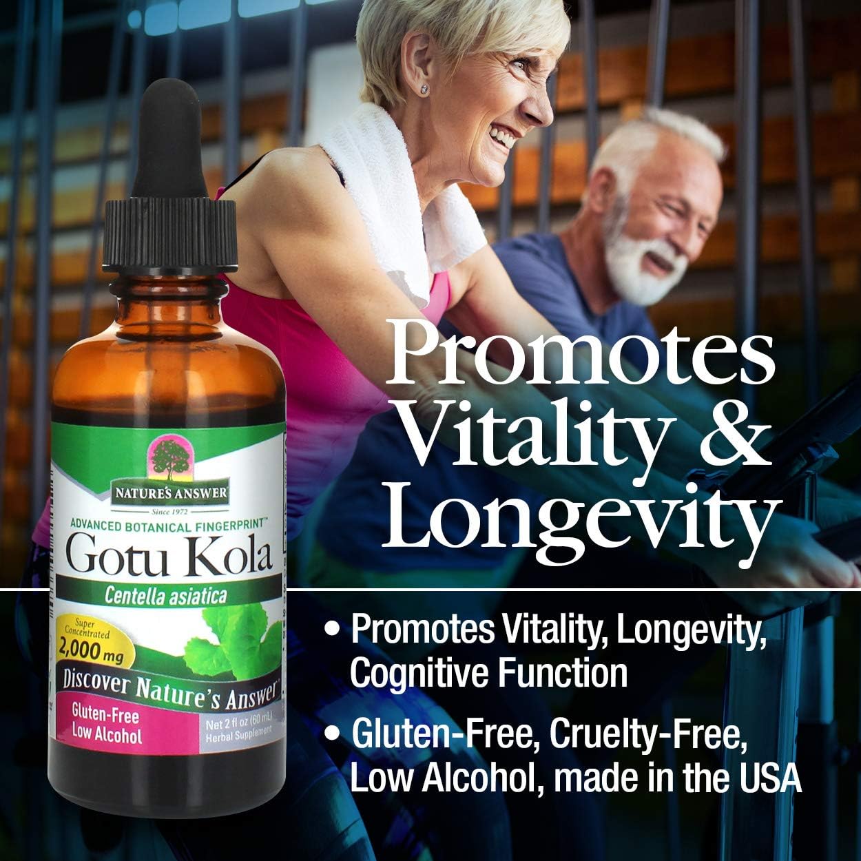 2 oz Gotu Kola Herb Tincture - Organic Alcohol | Immune System Support Supplement | Made in USA