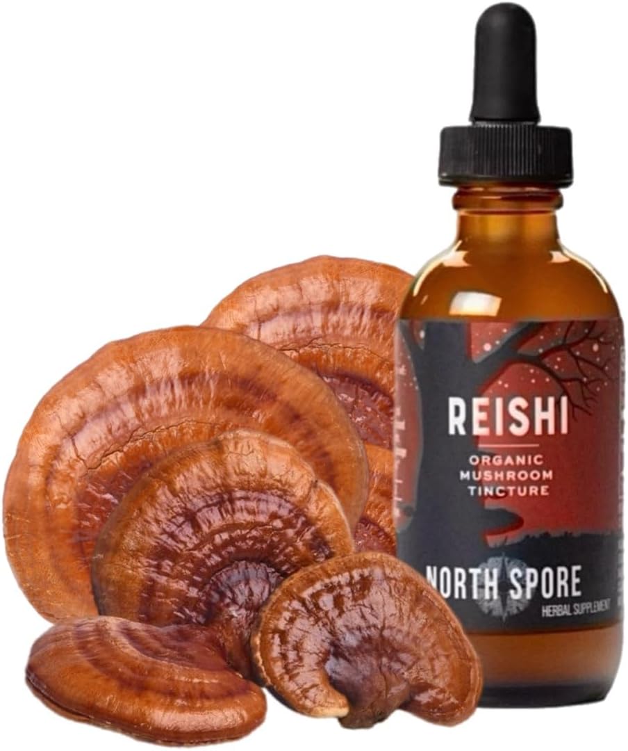 2 oz North Spore Organic Reishi Mushroom Tincture | 100% Fruiting Body Extract | Immune & Brain Support | Certified Organic, Vegan, Non-GMO | Adaptogenic & Nootropic | USA Made