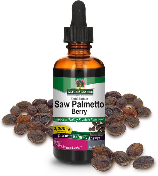 2 oz Organic Alcohol Saw Palmetto Berry | Prostate & Urinary Health Support for Hair Growth