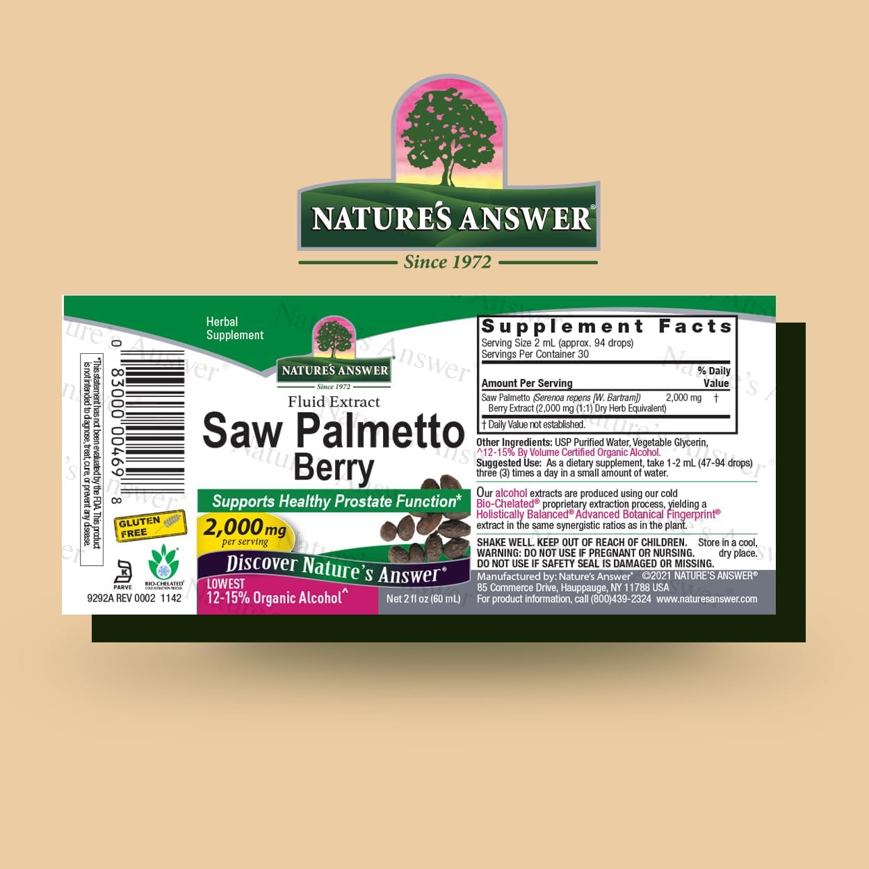 2 oz Organic Alcohol Saw Palmetto Berry | Prostate & Urinary Health Support for Hair Growth