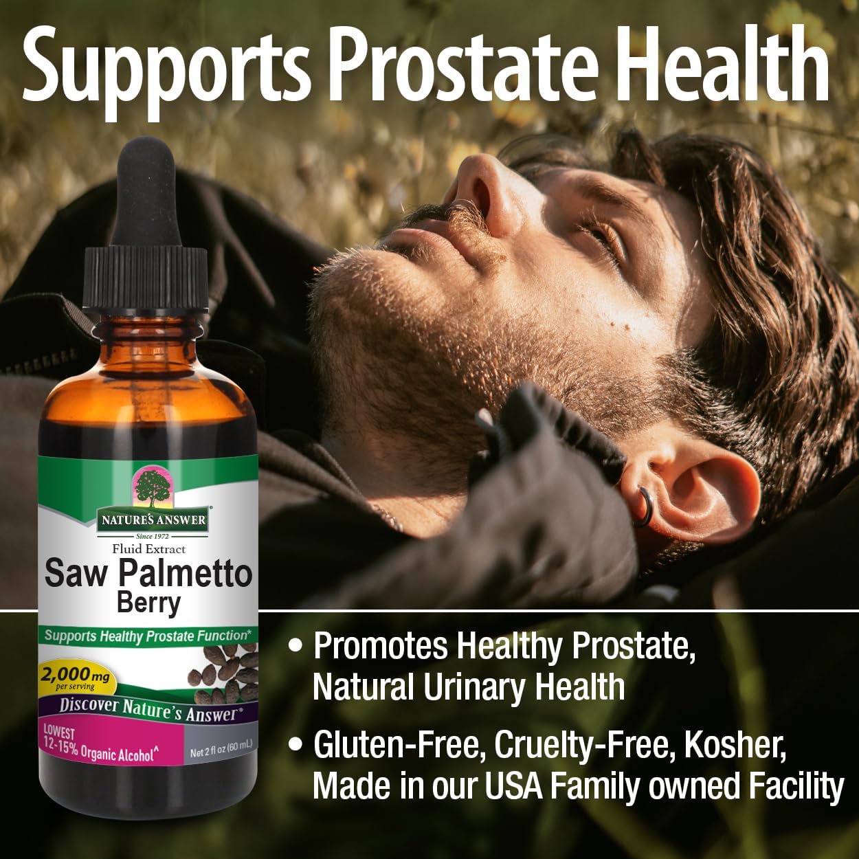 2 oz Organic Alcohol Saw Palmetto Berry | Prostate & Urinary Health Support for Hair Growth