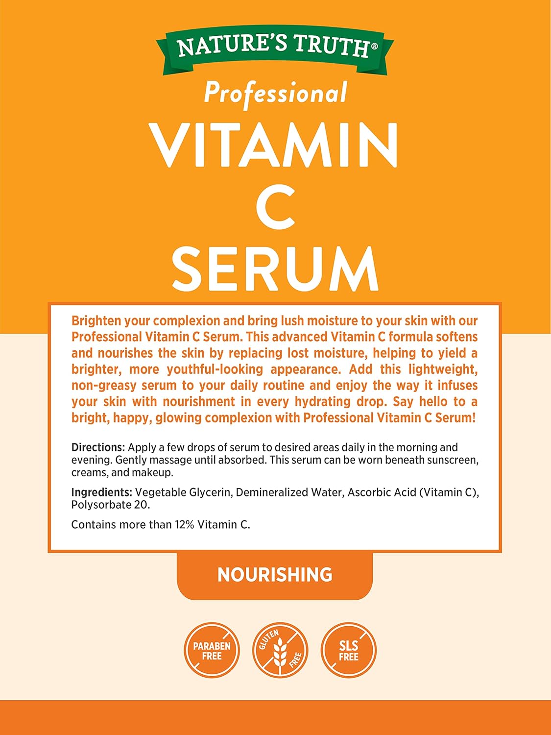 2 oz Vitamin C Serum for Face & Skin | Nourishing & Unscented | Natural Oil Formula by Nature's Truth
