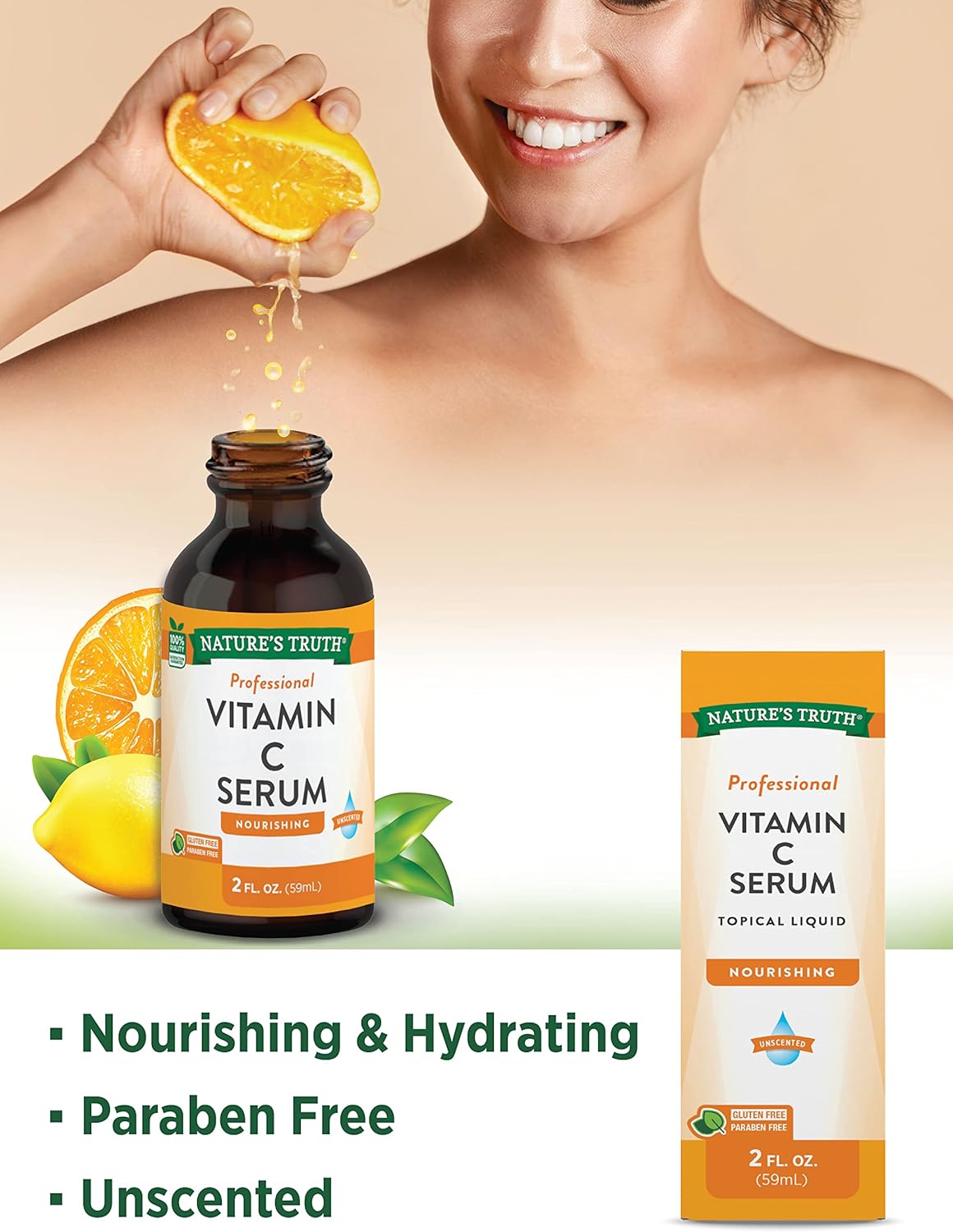 2 oz Vitamin C Serum for Face & Skin | Nourishing & Unscented | Natural Oil Formula by Nature's Truth