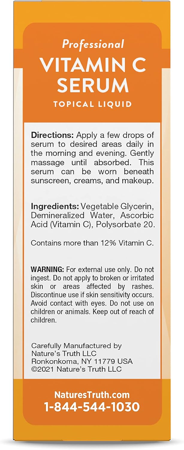 2 oz Vitamin C Serum for Face & Skin | Nourishing & Unscented | Natural Oil Formula by Nature's Truth
