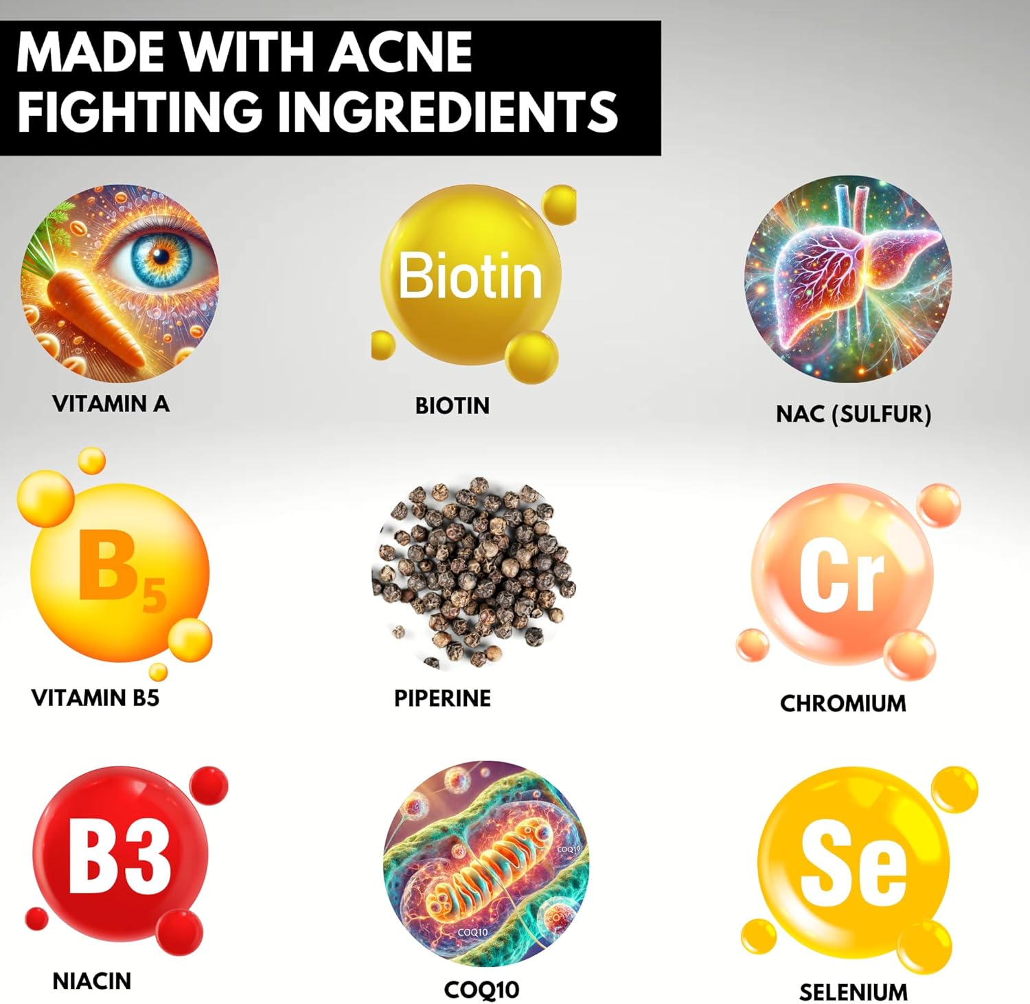 2 Pack Acnetame Acne Pills - 120 Pills - Vitamin Supplements for Hormonal Pimples - Clear Oily Skin for Women, Men, Teens, and Adults