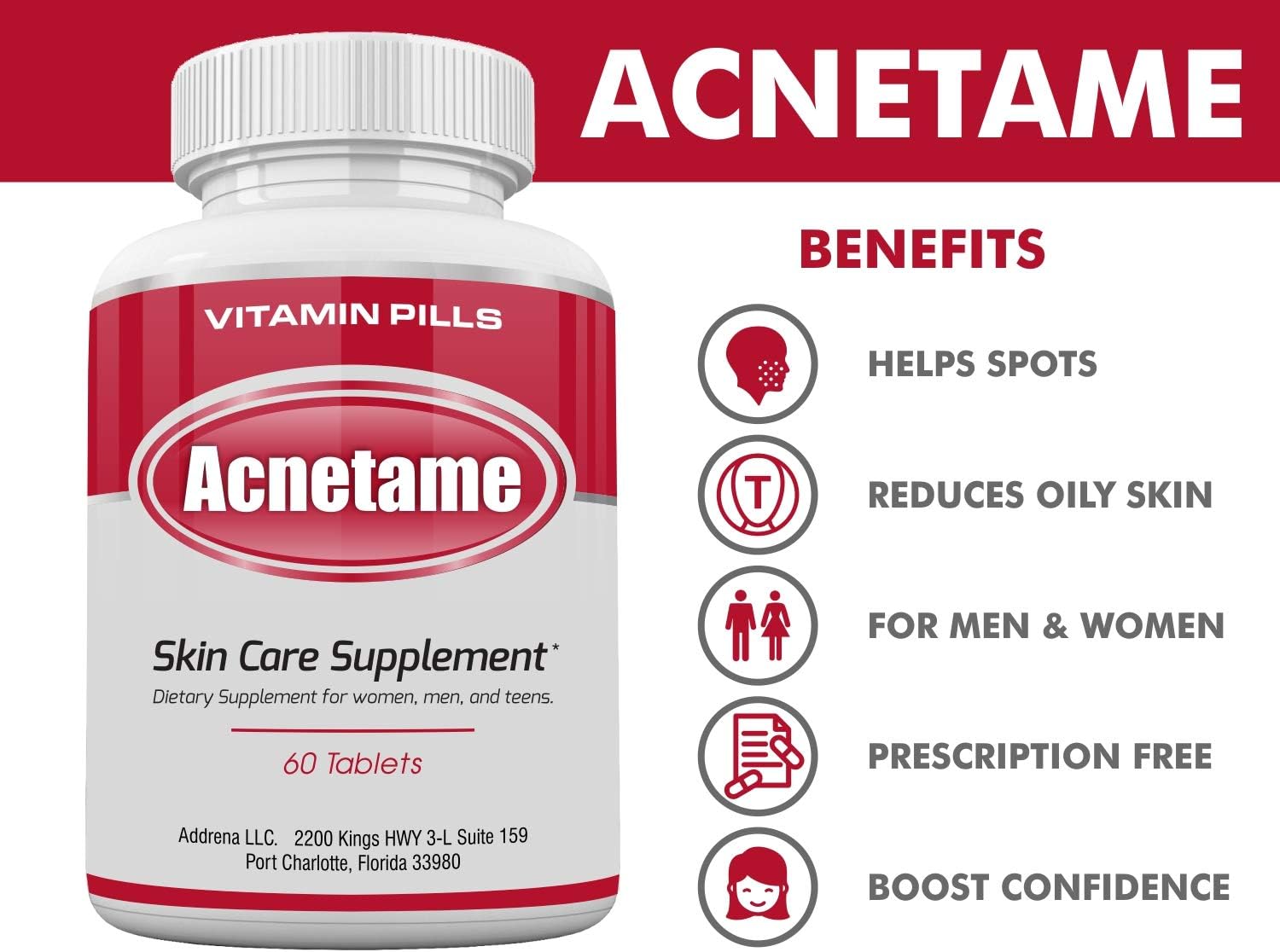 2 Pack Acnetame Acne Pills - 120 Pills - Vitamin Supplements for Hormonal Pimples - Clear Oily Skin for Women, Men, Teens, and Adults