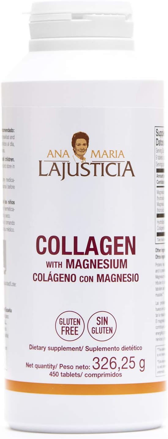2 Pack Ana Maria LaJusticia Collagen with Magnesium - 450 Tabs - Skin Rejuvenation, Nervous System Support, Bone & Teeth Health - Spain