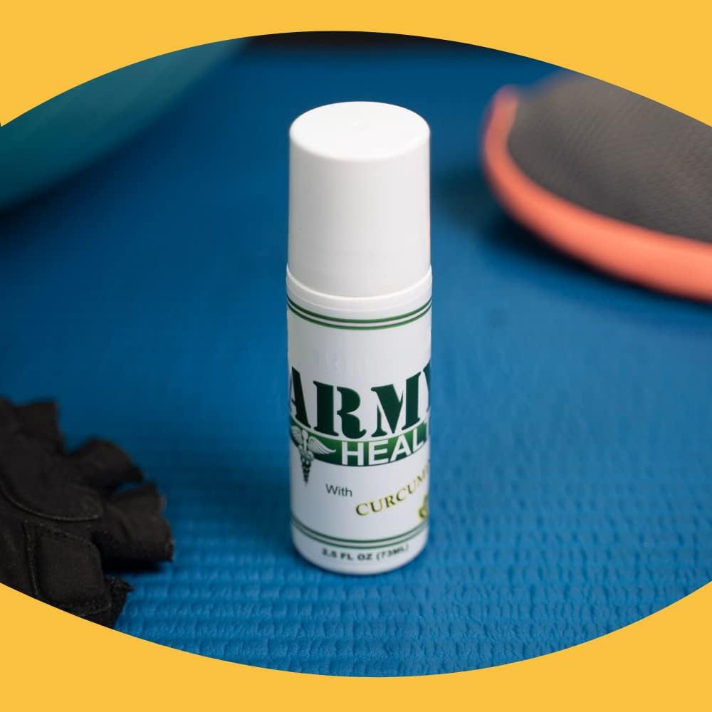 2-Pack Army Health Roll-On Turmeric Curcumin - Natural Pain Relief for Inflammation, Headaches, Backaches, Joint, and Muscle Pain - 5 Oz