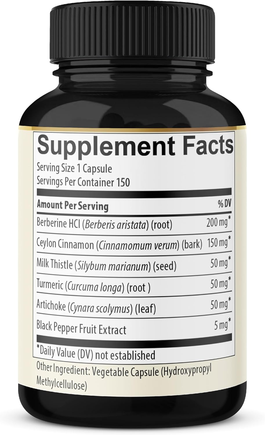 2 Pack Berberine HCl Root Supplements with Ceylon Cinnamon, Turmeric, Milk Thistle, Artichoke, and Black Pepper - Immune System Support