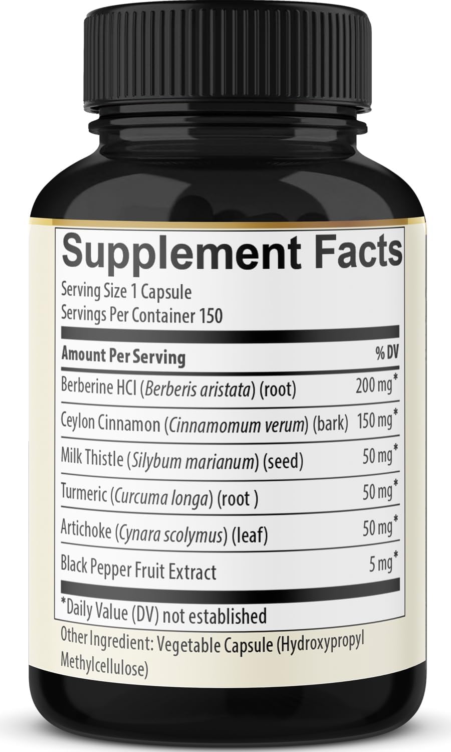 2 Pack Berberine HCl Root Supplements with Ceylon Cinnamon, Turmeric, Milk Thistle, Artichoke, and Black Pepper - Immune System Support
