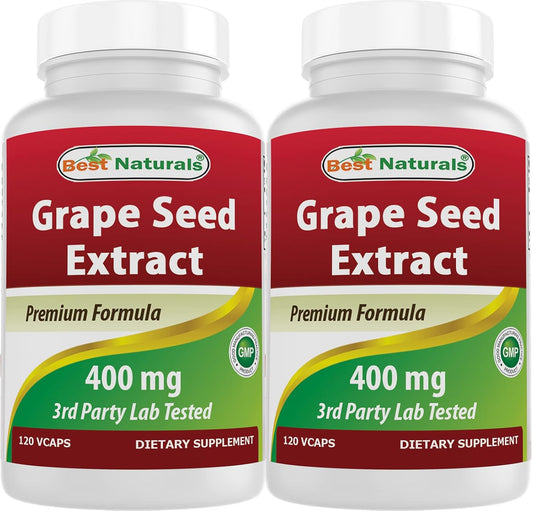 2-Pack Best Naturals Grapeseed Extract 400mg - 240 Vegetarian Capsules