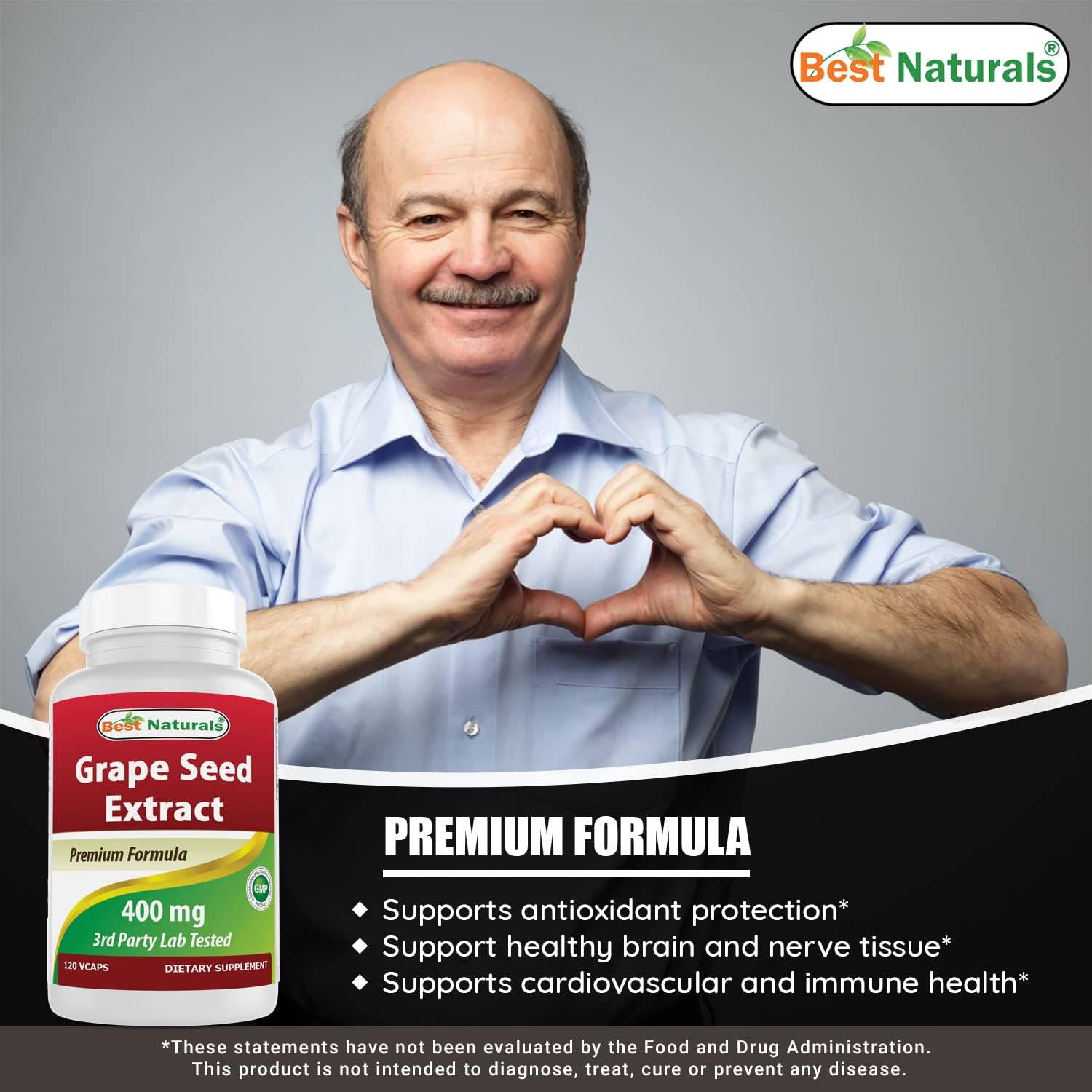 2-Pack Best Naturals Grapeseed Extract 400mg - 240 Vegetarian Capsules