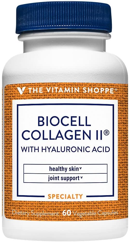 2-Pack Biocell Collagen II with Hyaluronic Acid 1000mg for Skin and Joint Health - 60 Vegetable Capsules
