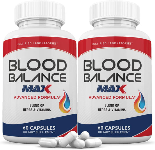 2 Pack Blood Balance Max 1295MG Formula Supplement Pills - 120 Capsules by Justified Laboratories