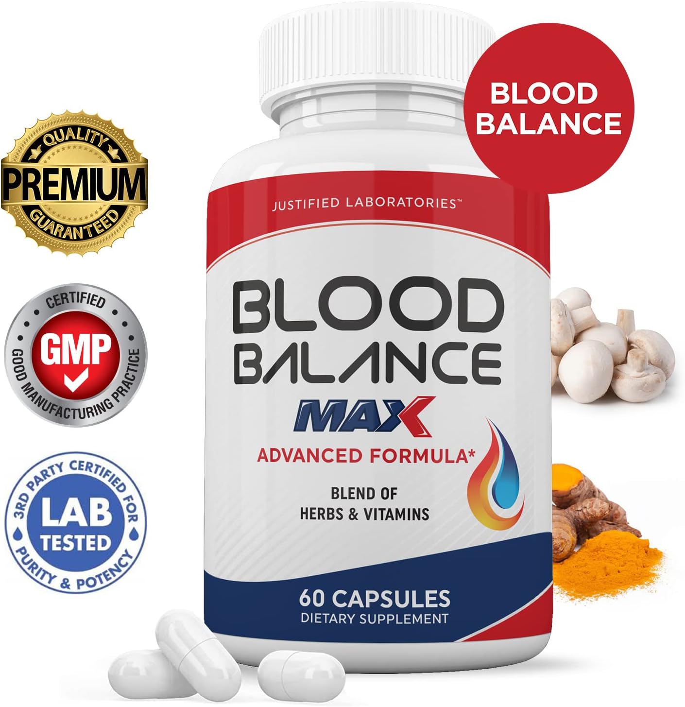 2 Pack Blood Balance Max 1295MG Formula Supplement Pills - 120 Capsules by Justified Laboratories
