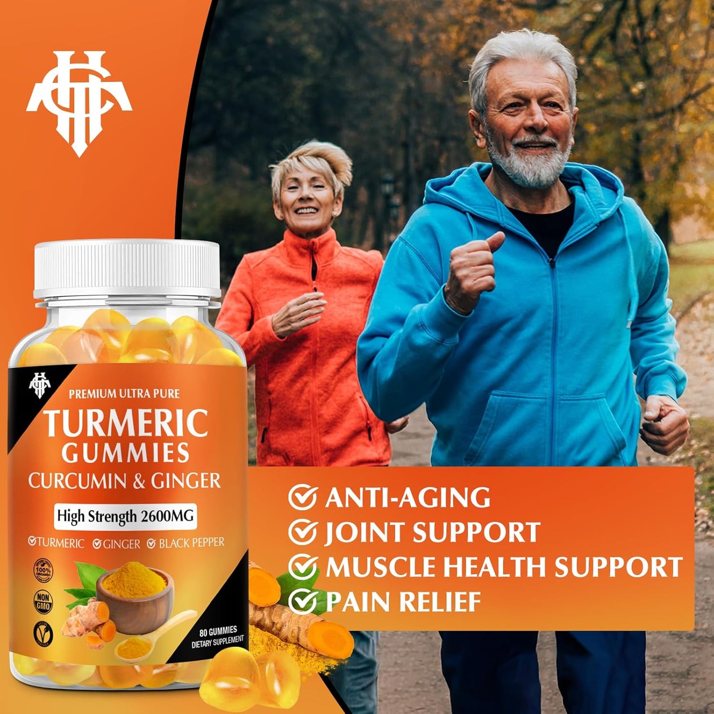 2 Pack CHANUBITO Turmeric Curcumin Gummies with Ginger & Black Pepper - Immune Support for Adults - Vegan, Gluten Free - Healthy Skin & Muscle Support